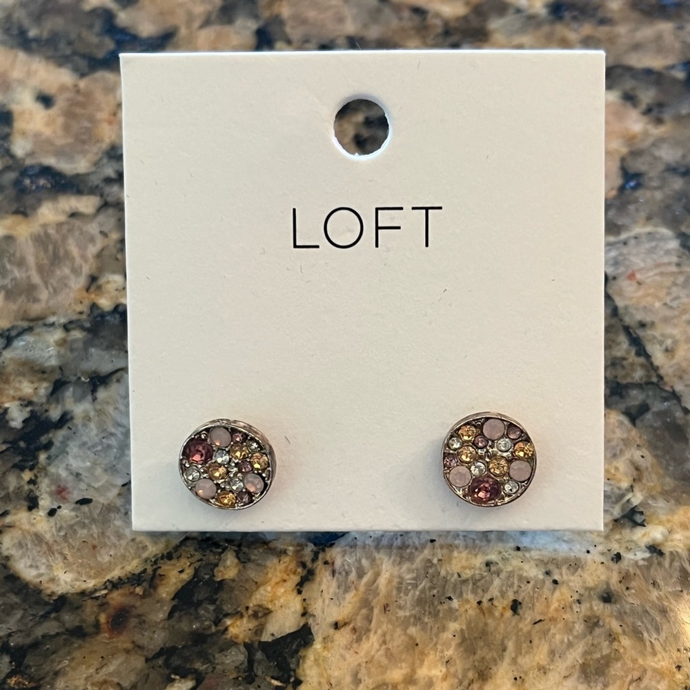 NWT LOFT circle multi color stone earrings